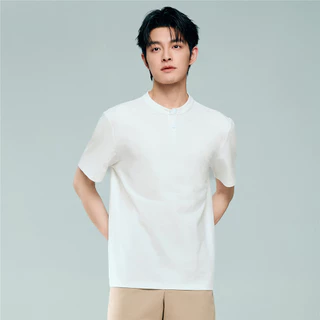 GIORDANO (Online Exclusive) เสื้อยืดผู้ชาย Men's Regular Cool Henley Neck Tee 13026202