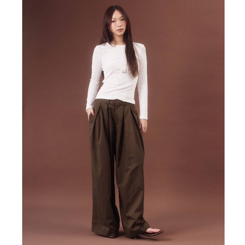 Elle Pants (Plain) - The Summer Project / กางเกงขายาวทรงขาบาน ลายทาง ผ้านุ่ม ระบายอากาศดี ใส่สบาย