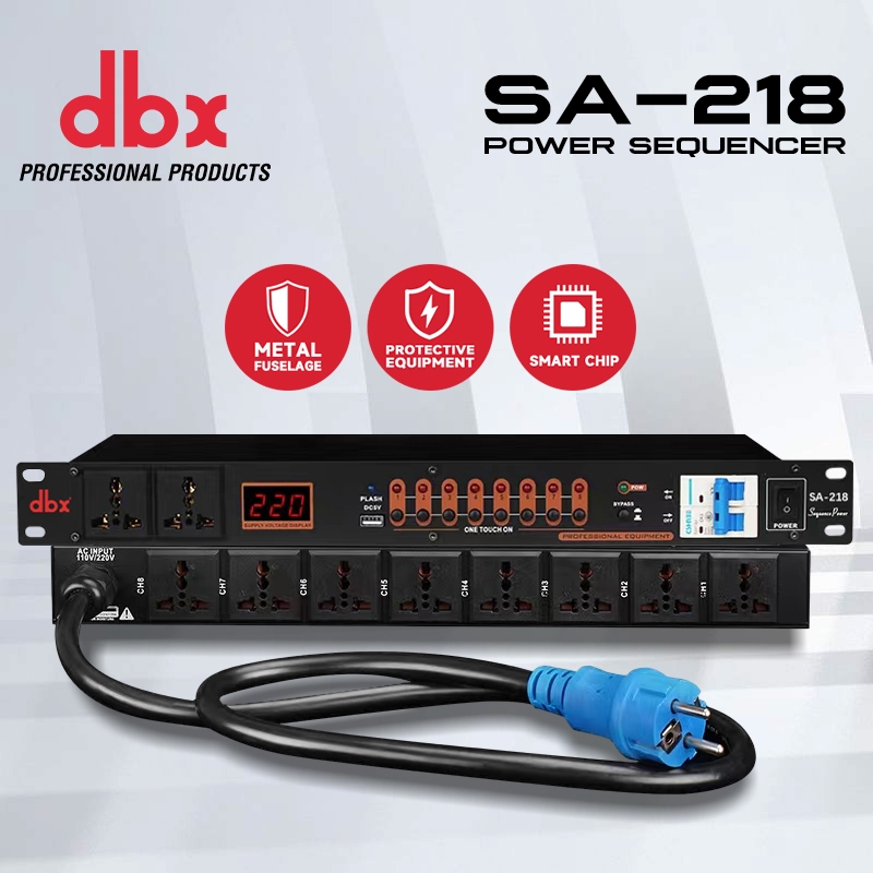 DBX SA-218 ตัวควบคุมลำดับพลังงาน 10 ช่องสวิตช์เปิด - ปิดเพียงครั้งเดียว 6600 วัตต์ [ทดสอบก่อนส่งมอบ]