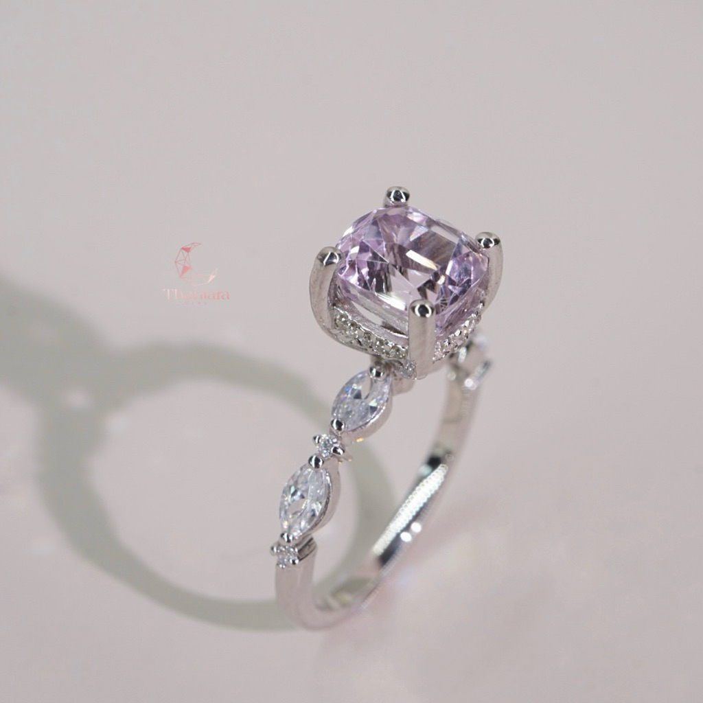 ThantaraGems แหวนพลอยแท้ เงินแท้ Celestia Kunzite Ring พลอยคุนไซต์ (TG-R0017)