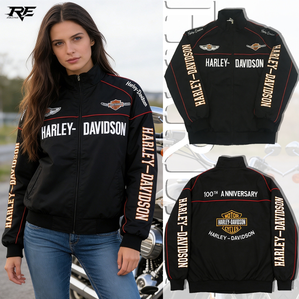 【พร้อมส่ง】F1 Harley Davidson เสื้อแจ็กเก็ตมอเตอร์ไซค์ผู้ชาย เสื้อโค้ทแขนยาวปักลาย รุ่นซิปรูด กันน้ำกันลม ใส่สบาย