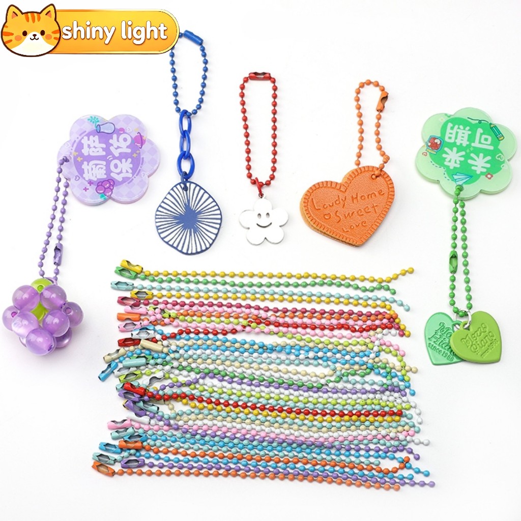 โซ่ลูกปัดสีผสม ยาว 10-12 ซม. อุปกรณ์ DIY ตกแต่ง ทำพวงกุญแจ จี้กระเป๋าเป้ สร้อยคอ สร้อยข้อมือ