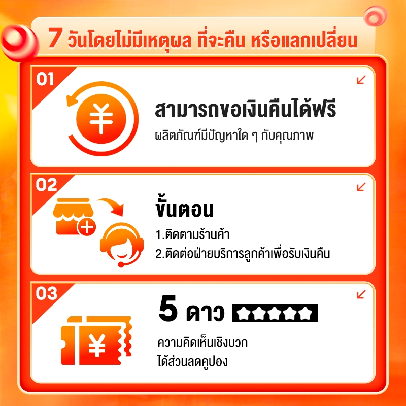 🌟บริการรับประกันหลังการขายและการเปลี่ยนสินค้าฟรี