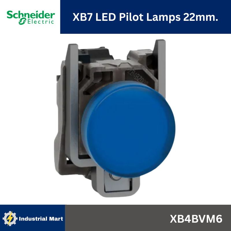 Schneider Electric XB4 ไพล็อตแลมป์ LED Ø22mm โลหะ 230-240VAC Pilot lamps (XB4BVM6น้ำเงิน)