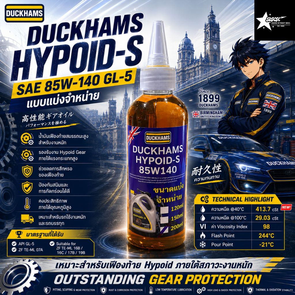Duckhams Hypoid LSD 85W140 น้ำมันเฟืองท้าย เน้นเงียบและทนแรงบิดสูง ใช้ได้ 20,000km