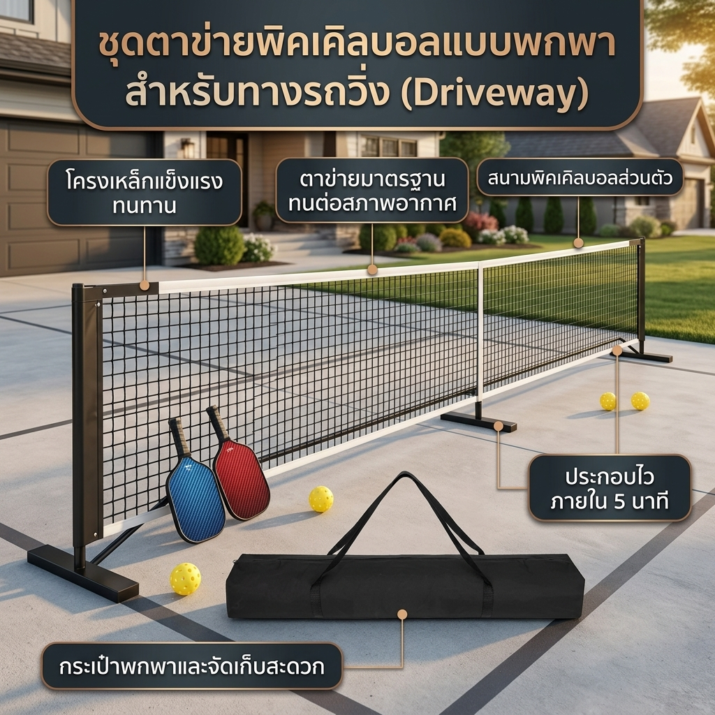 Pickleball Net เน็ต Pickleball ขนาดมาตรฐาน พับเก็บได้ พร้อมกระเป๋า ติดตั้งง่าย แข็งแรง ใช้ได้ทุกสนาม