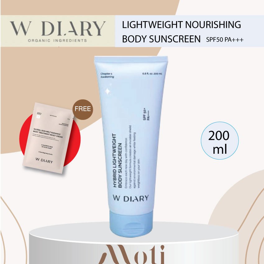 **NEW** W DIARY HYBRID LIGHTWEIGHT BODY SUNSCREEN SPF50 PA+++ 200 ml. กันแดดสำหรับผิวกาย wdiary