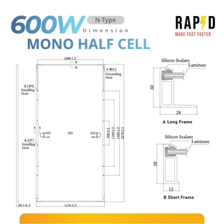 RAPD ส่งฟรี โดยร้านค้า - แผงโซล่าเซลล์ 600W มีของพร้อม (มีรับประกัน) mono Half cell Bifacial