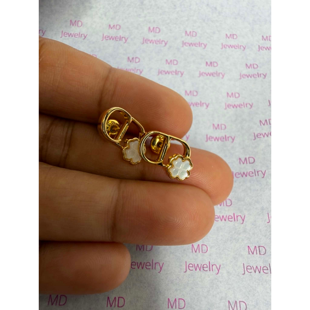 พร้อมส่ง ต่างหูดอกไม้ ทองเหลือง ไม่แพ้ เป็นมิตรต่อผิว พร้อมส่ง