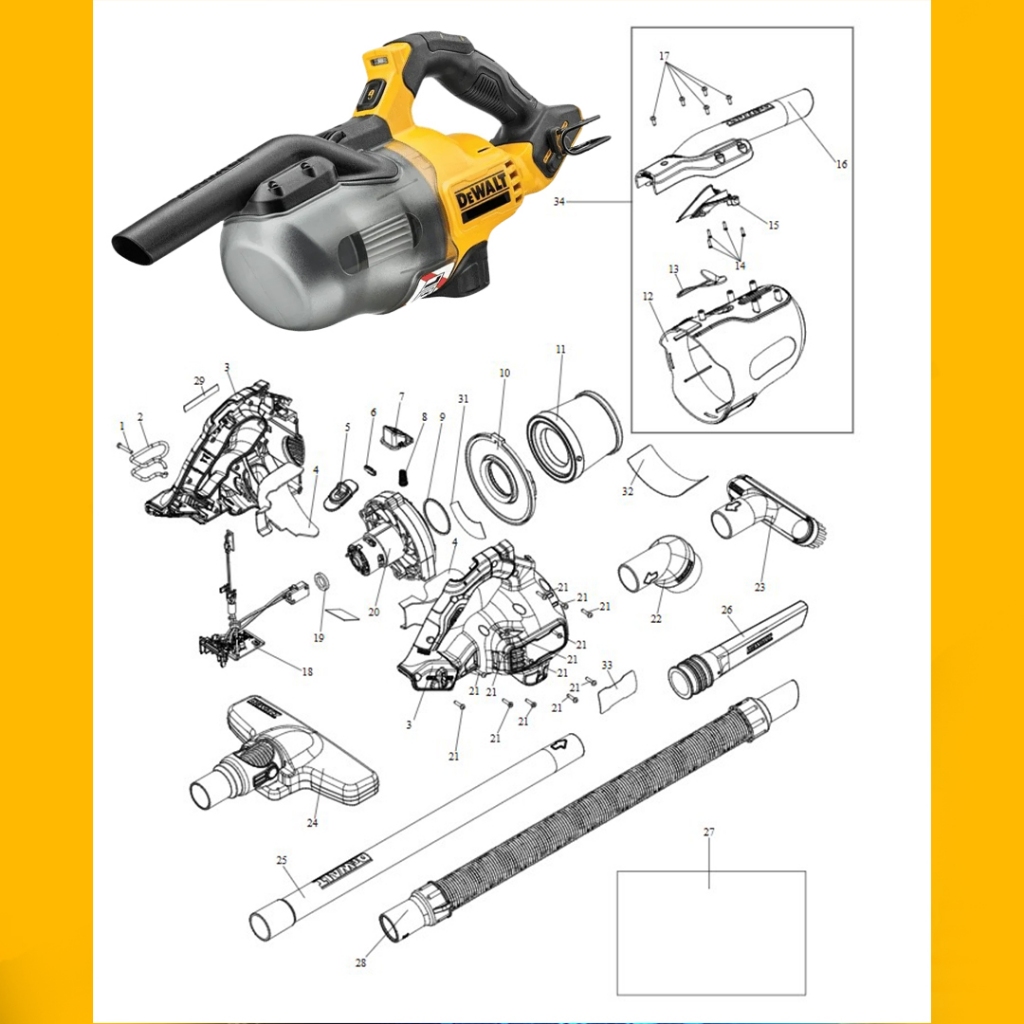 DEWALT DCV501LN อะไหล่เครื่องดูดฝุ่นไร้สาย DCV501LN