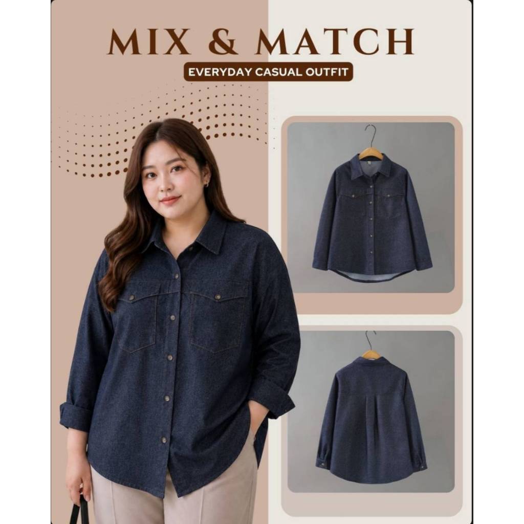 21-1287 เสื้อคลุมยีนส์แขนยาว Lady and the Trim อก42-50นิ้ว