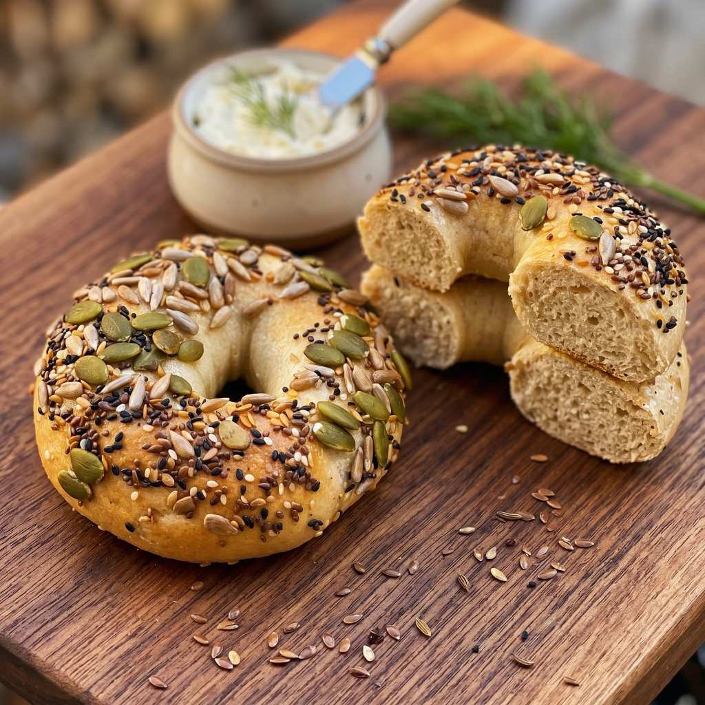 Grain Bagel  Homemade Bagel เนื้อหนึบ 5 ชิ้น เบเกิลธัญพืช