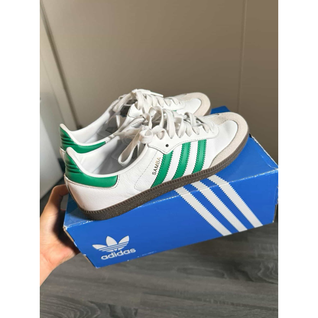 adidas Samba สีขาวเขียว ไซต์ 6uk