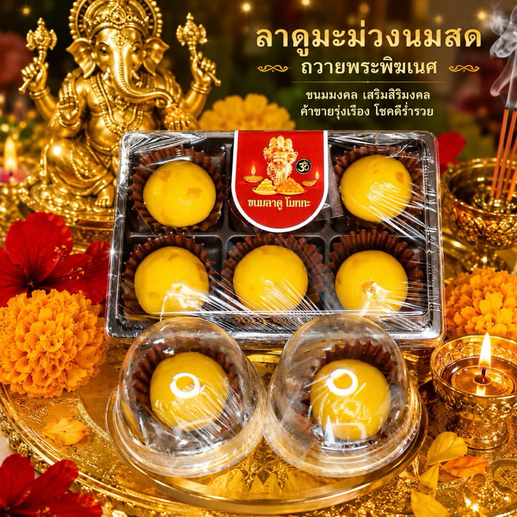 [มีส่งด่วน]ลาดูมะม่วงนมสด ถวายองค์พระพิฆเนศ หอมอร่อยมากค่ะ