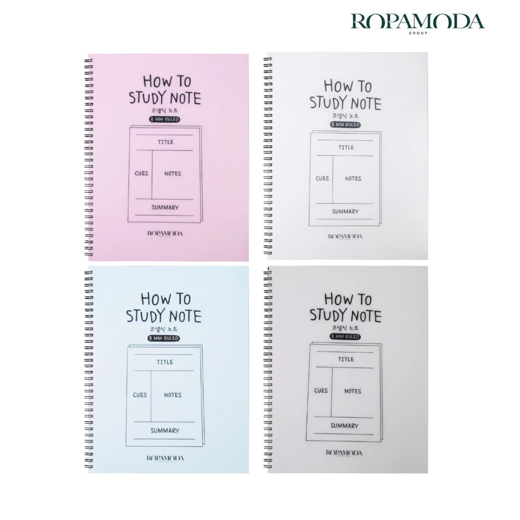 Ropamoda สมุดโน้ต Cornell จดเลคเชอร์ How To Study Note ช่วยจัดระเบียบความคิด ทบทวนเนื้อหาง่าย (16042)