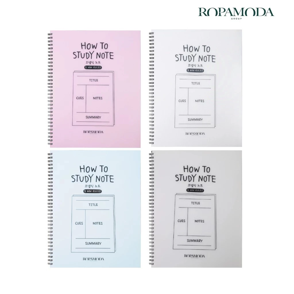 Ropamoda สมุดโน้ต Cornell จดเลคเชอร์ How To Study Note ช่วยจัดระเบียบความคิด ทบทวนเนื้อหาง่าย (16042)