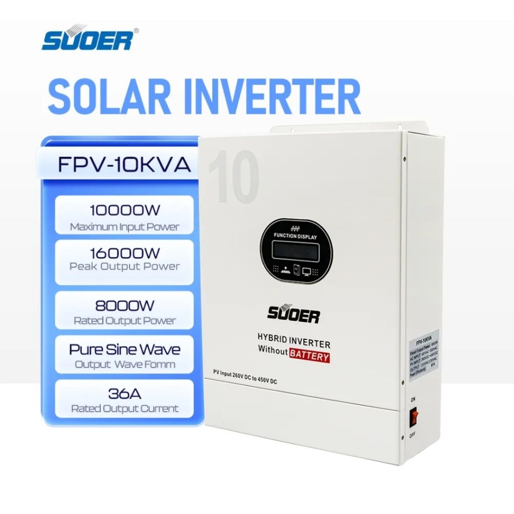 Suoer 8000W Hybrid Inverter แบบออฟกริดไม่ใช้แบตเตอรี่ ใช้ประหยัดค่าไฟในตอนกลางวัน ไม่ต้องแจ้งการไฟฟ้าให้ยุ่งยาก
