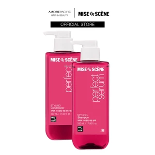 [แพ็คคู่ แชมพูและครีมนวด] MISE en SCÈNE Perfect Serum Styling Shampoo & Conditioner 530 ml. (สำหรับผมดัดลอน)