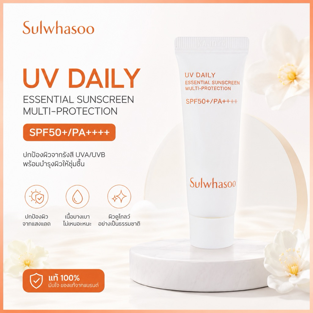 [แท้💯]SULWHASOO UV DAILY ESSENTIAL SUNSCREEN 10ML | SPF50+/PA++++