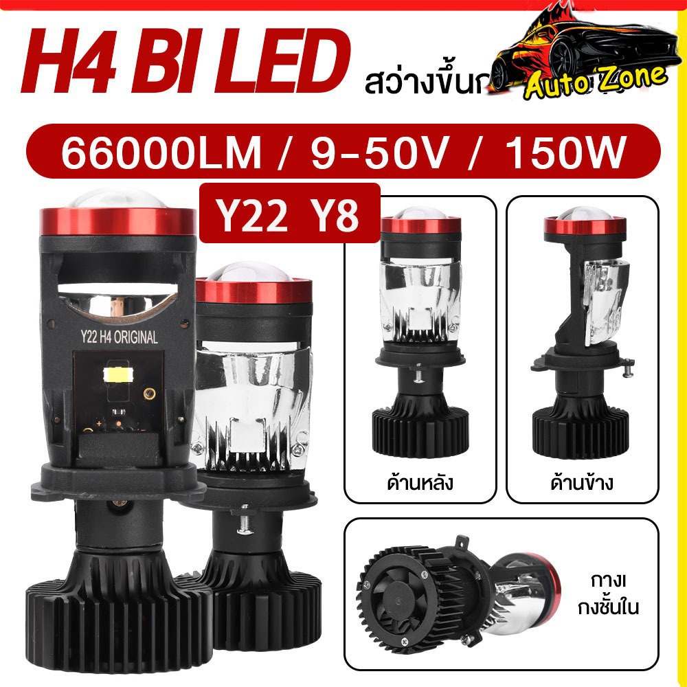 หลอดไฟ LED H4 ไฟหน้า Y22 Y8 ของแท้ปรับเอียงคัตออฟได้ สเปคดีกว่า ขั้วH4 คัตออฟพวงมาลัยขวา RHD