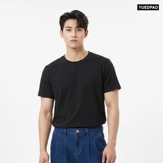 Yuedpao Ultrasoft Non-Iron (Unisex) - Round Neck สี Black เสื้อยืดคอกลม สีดำ ผ้านุ่ม ใส่สบาย ไม่ย้วย ยับยาก ไม่ต้องรีด