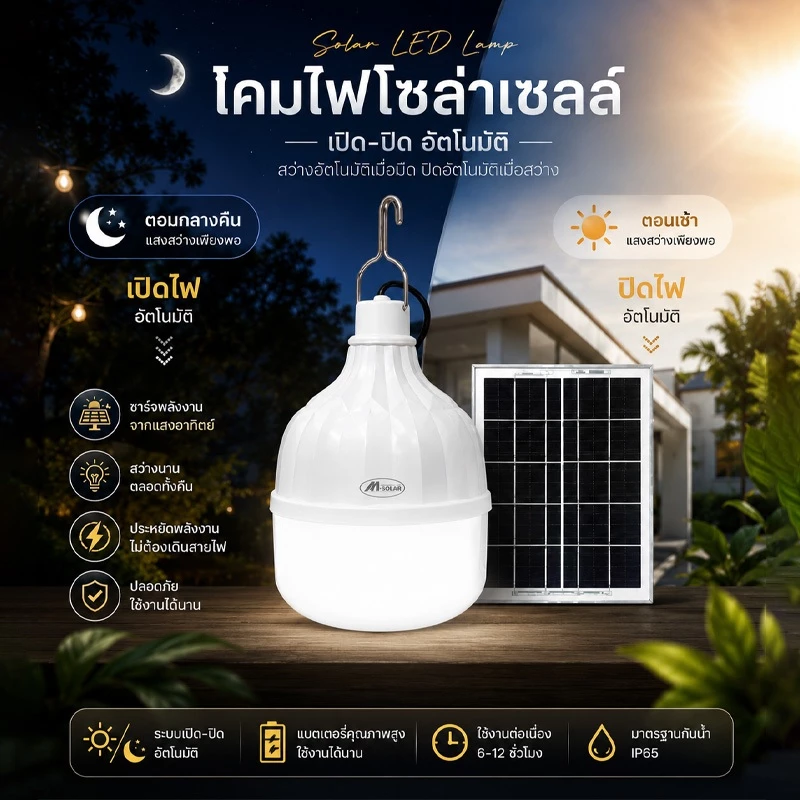 ไฟตุ้ม ไฟโซล่าเซลล์ 800W 700W 600W 500W พลังงานแสงอาทิตย์ แสงขาว ไฟโซล่าเซลล์ โซลาร์เซลล์