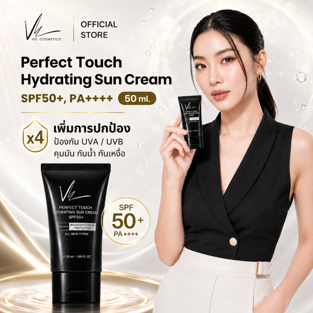 [ส่งตรงจากแบรนด์] Vie Cosmetics Perfect Touch Hydrating Sun Cream SPF50+/PA++++ 50 ml. ครีมกันแดด