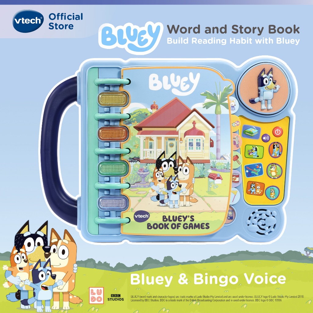VTech Bluey Bluey's Book of Games, Music, Toy, Reading (80-541200) หนังสือเกมของบลูอี้ ดนตรี, เด็กทารก, ของเล่น, หนังสือ