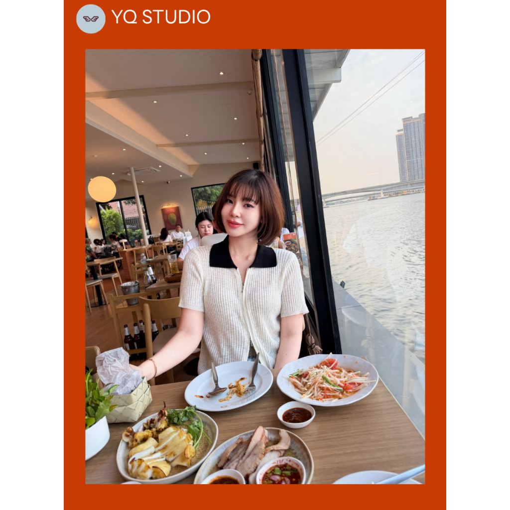 C04 Elie Polo เสื้อโปโลทูโทนซิปหน้า ป้ายYQ