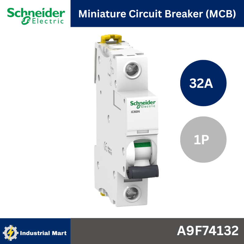 Schneider A9F74132 MCBActi9 iC60N C-Curve,400VAC,1P 32A 10kA