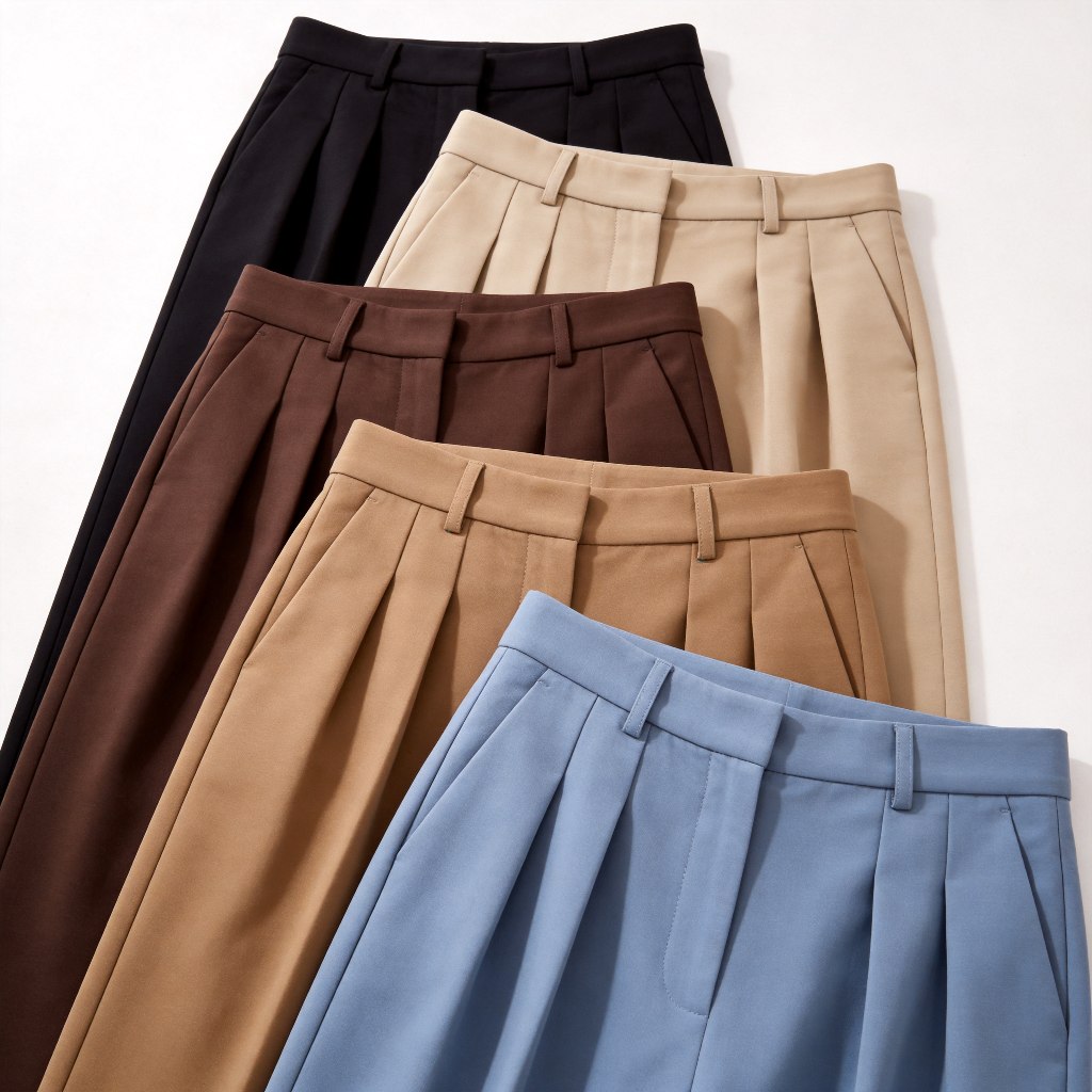กางเกงสลักสูงเอวขาตรง ยูนิเซ็กซ์ มีซิป+กระดุมกด ไซซ์ XS-3XL 5สีให้เลือก ผ้านุ่มใส่สบายทำงาน 1401