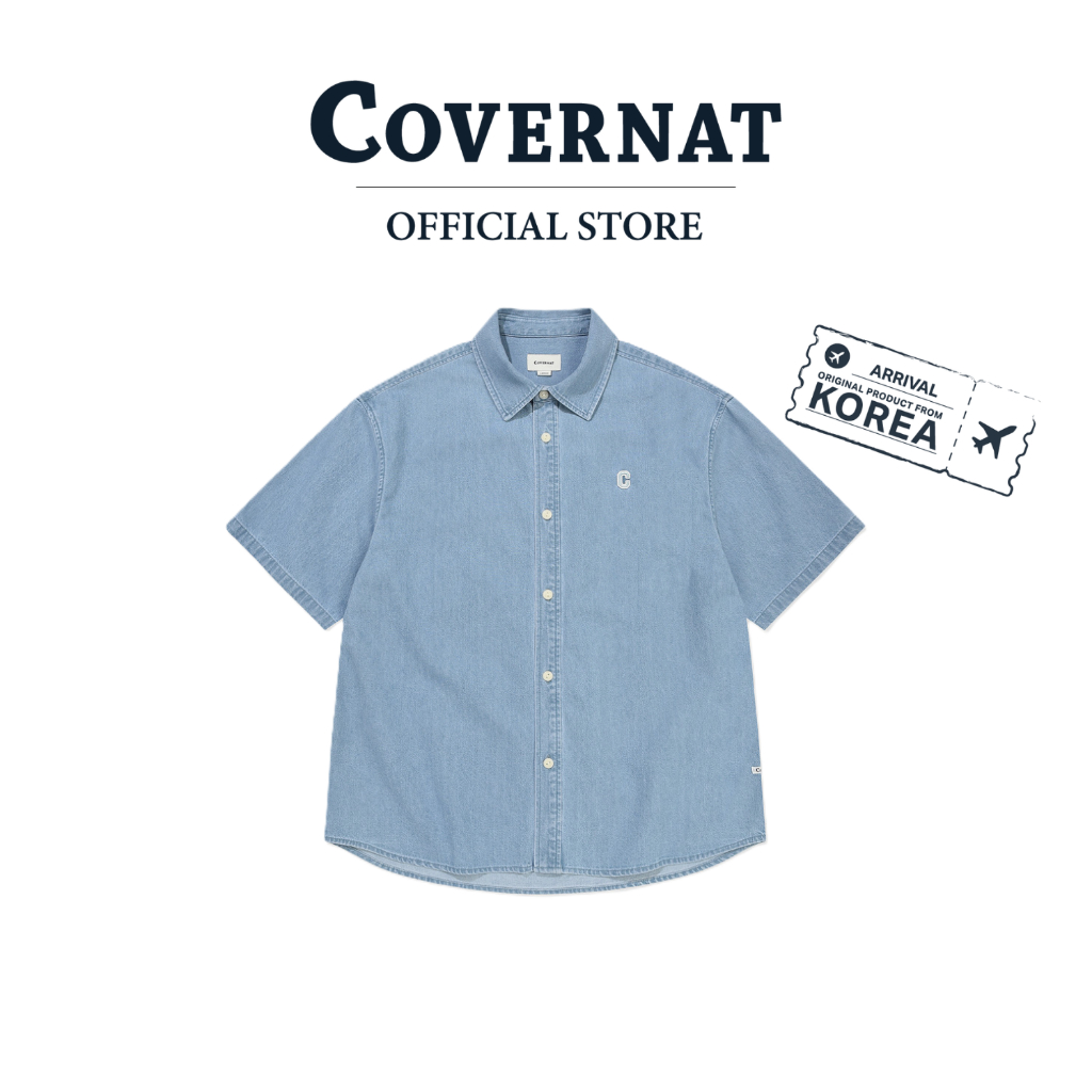COVERNAT เสื้อเชิ้ต รุ่น Cornmill C Logo Denim Short-Sleeve Shirt Blue (70082SDNSSU_S6BLXX)