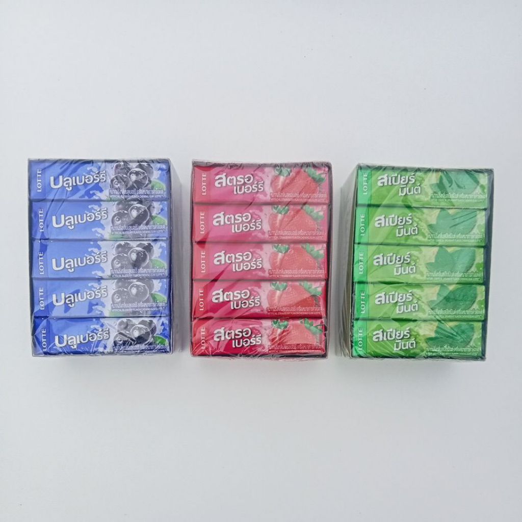 ลอตเต้ หมากฝรั่งกลิ่นต่างๆ ขนาด 20 ชิ้น/กล่อง หมดอายุ  08/26
