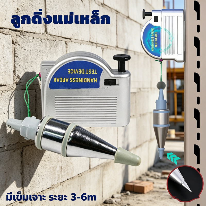 ลูกดิ่งพร้อมตลับแม่เหล็ก ขนาด 6m ล็อคอัตโนมัติ ตั้งระดับได้คงที่ ทนทานใช้งาน