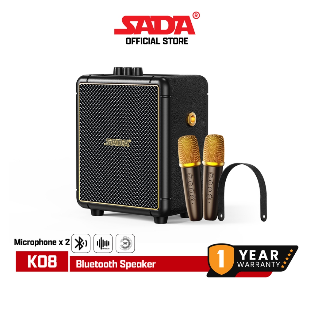 ลำโพง SADA K08 Bluetooth Speaker ลำโพงบลูทูธ ลำโพงไร้สาย รองรับการเชื่อมต่อไมโครโฟนและเครื่องดนตรี