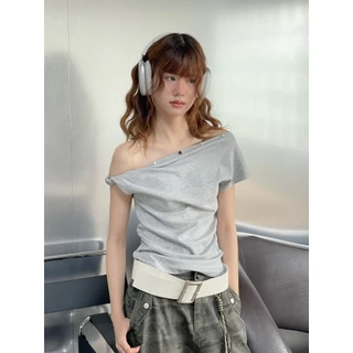 Choosedress A2035 Fiona Top เสื้อยืดปาดไหล่ เสื้อปาดไหล่ เสื้อเเขนสั้น