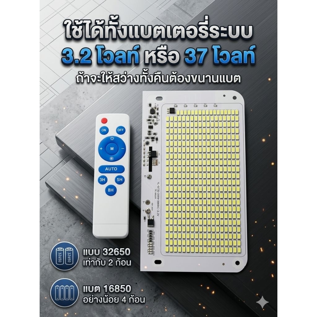 200w ไฟโซล่าเซล 3.2V เปิดปิดอัตโนมัติ 198mm*110mm