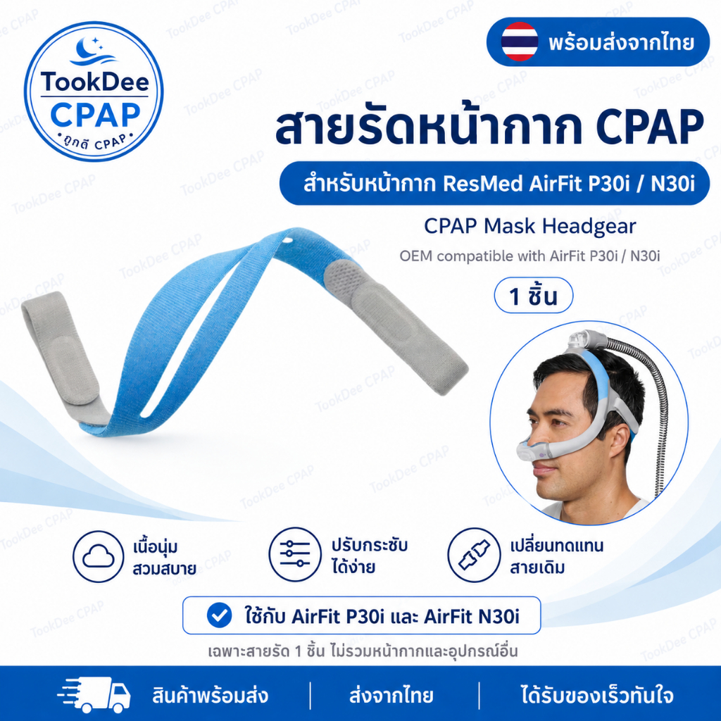 สายคาดศีรษะ CPAP OEM ใช้ ResMed AirFit N30i / P30i Size Standard ส่งจายไทย