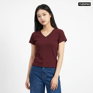 Yuedpao Ultrasoft Non-Iron 2026 (Women) - V Neck เสื้อยืดคอวีผู้หญิง สีพื้น ผ้านุ่ม ใส่สบาย ไม่ต้องรีด Set Lava