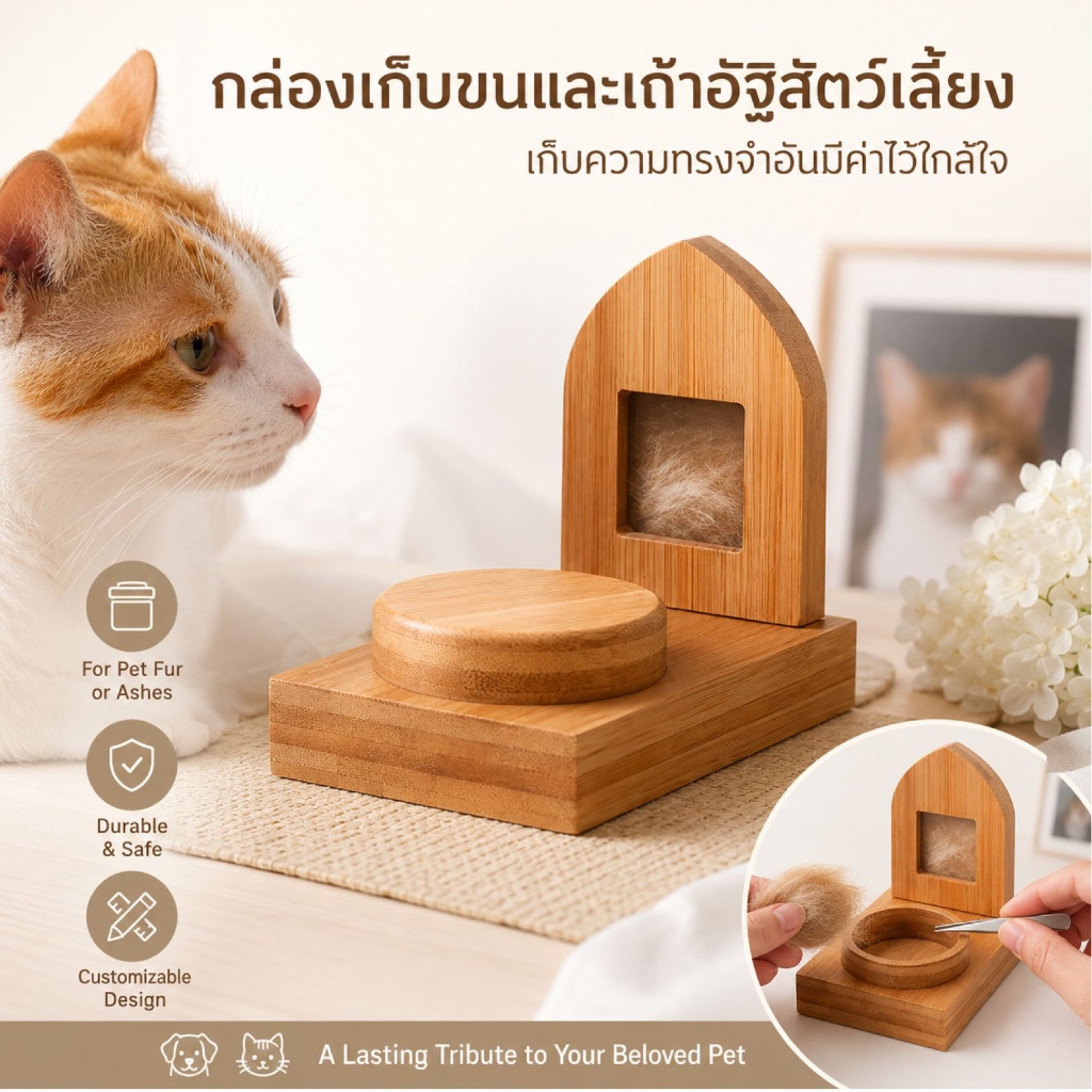 กล่องเก็บขนสัตว์เลี้ยง พร้อมกรอบรูป | ของที่ระลึกหมาแมวสุดอบอุ่น