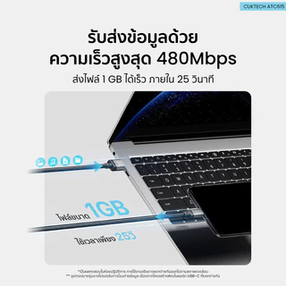 CUKTECH ATC615 6A 100W USB-A to C สายชาร์จ Huawei , Honor ไนลอนถัก ชาร์จเร็ว ความยาว 1.5 ม. -2Y