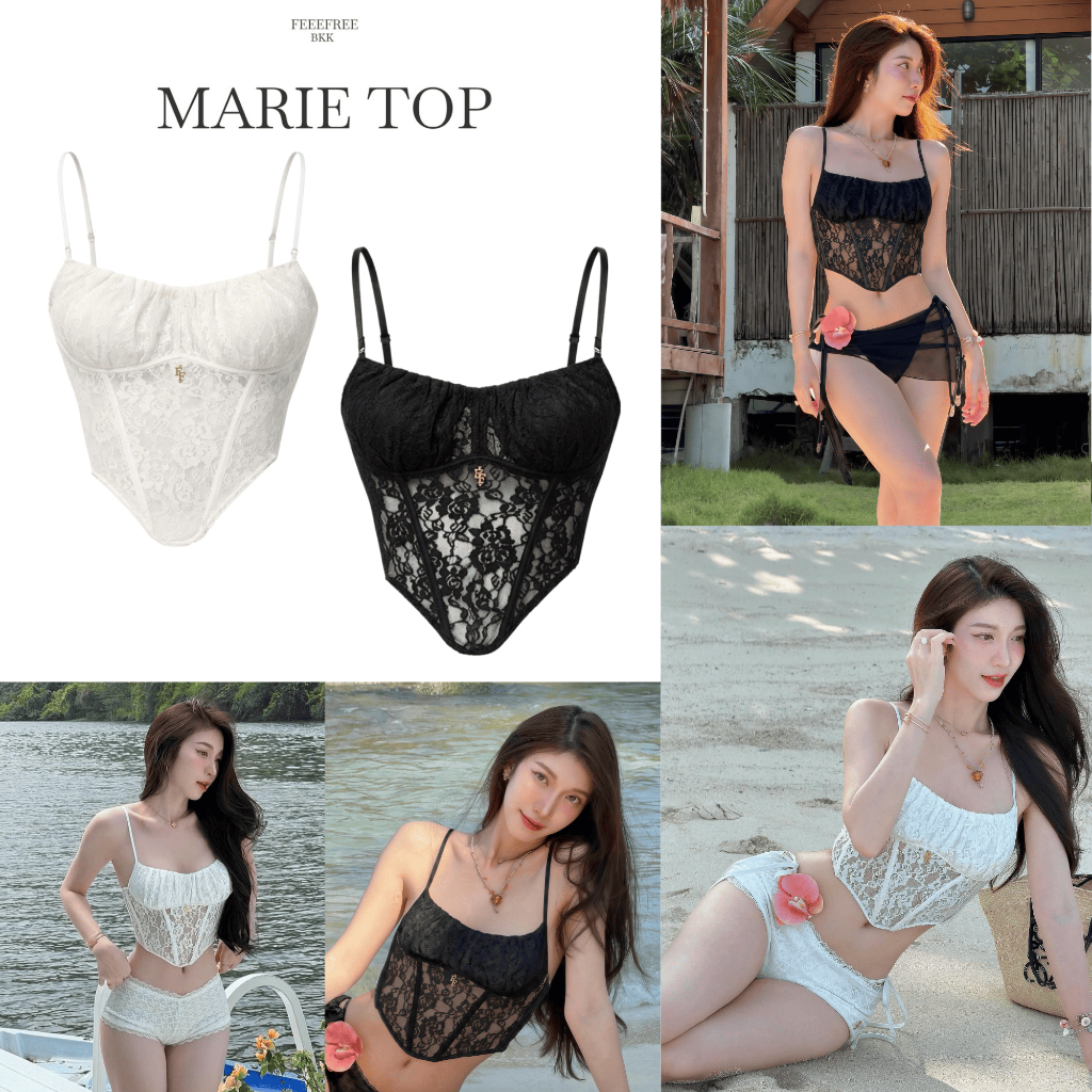 Marie Top 790.- สายเดี่ยวลูกไม้ ดีไซน์สวย ทรงเข้ารูป