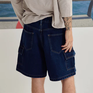(ส่งด่วน กทม 4 ชม.) SLURBOYY Shorts Cargo Denim กางเกงยีนส์ขาสั้น ทรงคาร์โก้ (P0042)