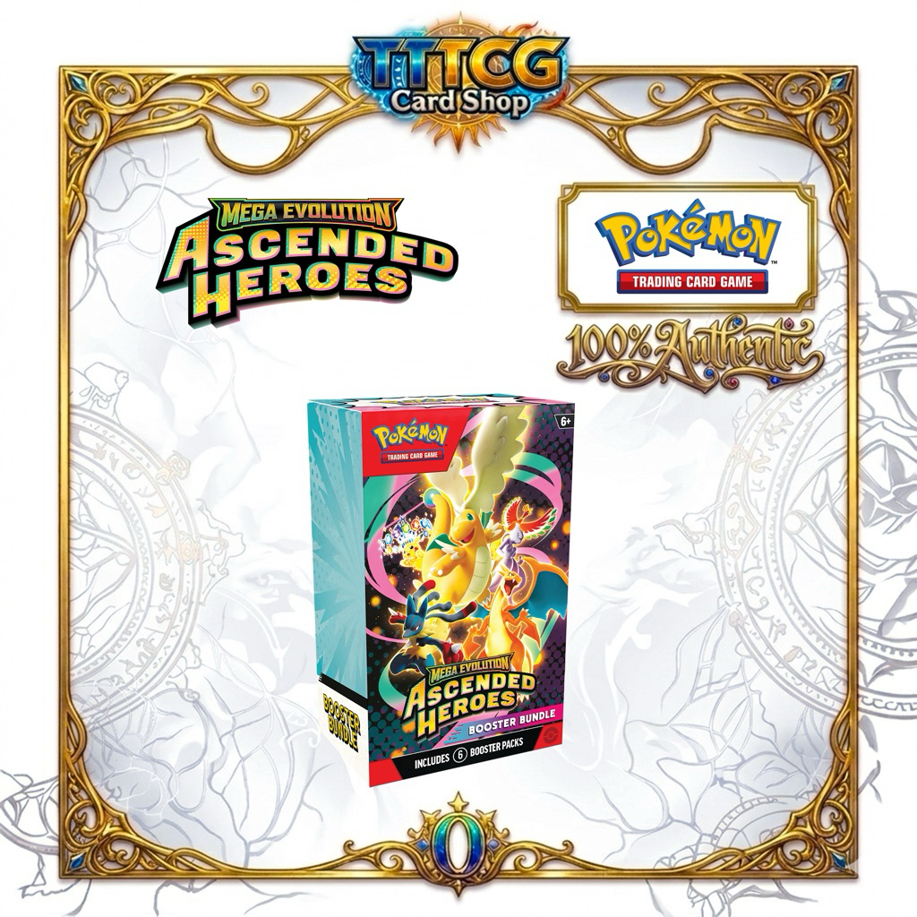 [ Pokémon ENG ] Ascended Heroes Booster Bundle (Mega Evolution-Ascended Heroes) การ์ดโปเกมอน 1 กล่องมี 6 ซอง ภาษาอังกฤษ