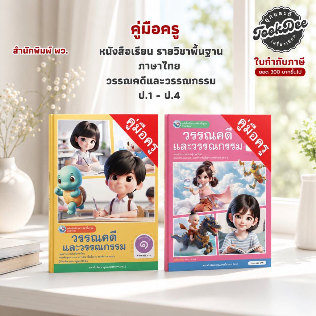 คู่มือครู หนังสือเรียน รายวิชาพื้นฐาน ภาษาไทย วรรณคดีและวรรณกรรม ป.1 - ป.4 (พว.)