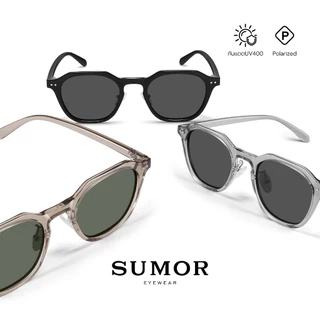 SUMOR : (SM02) แว่นตากันแดดผู้ชาย กรอบTR90 เบาสบาย Polarized สีน้ำตาล แว่นตาผู้หญิงหน้ากลม แว่นกันแดดUV400 | Sunglasses