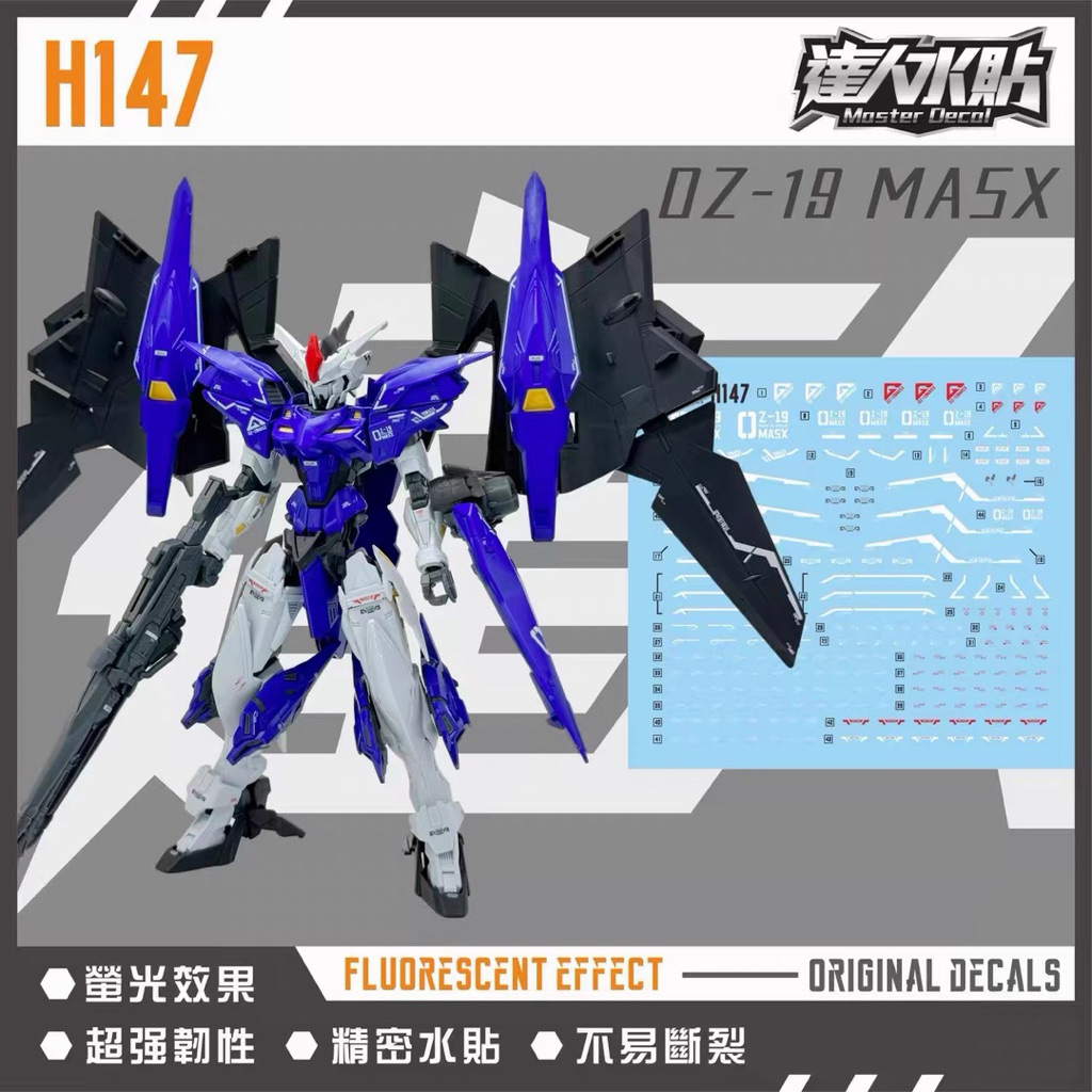 🟦ดีคอลน้ำ DL H 147 DECAL HG 1/144 OZ-19MASX Gundam Griepe เรืองแสงแบล็คไลท์