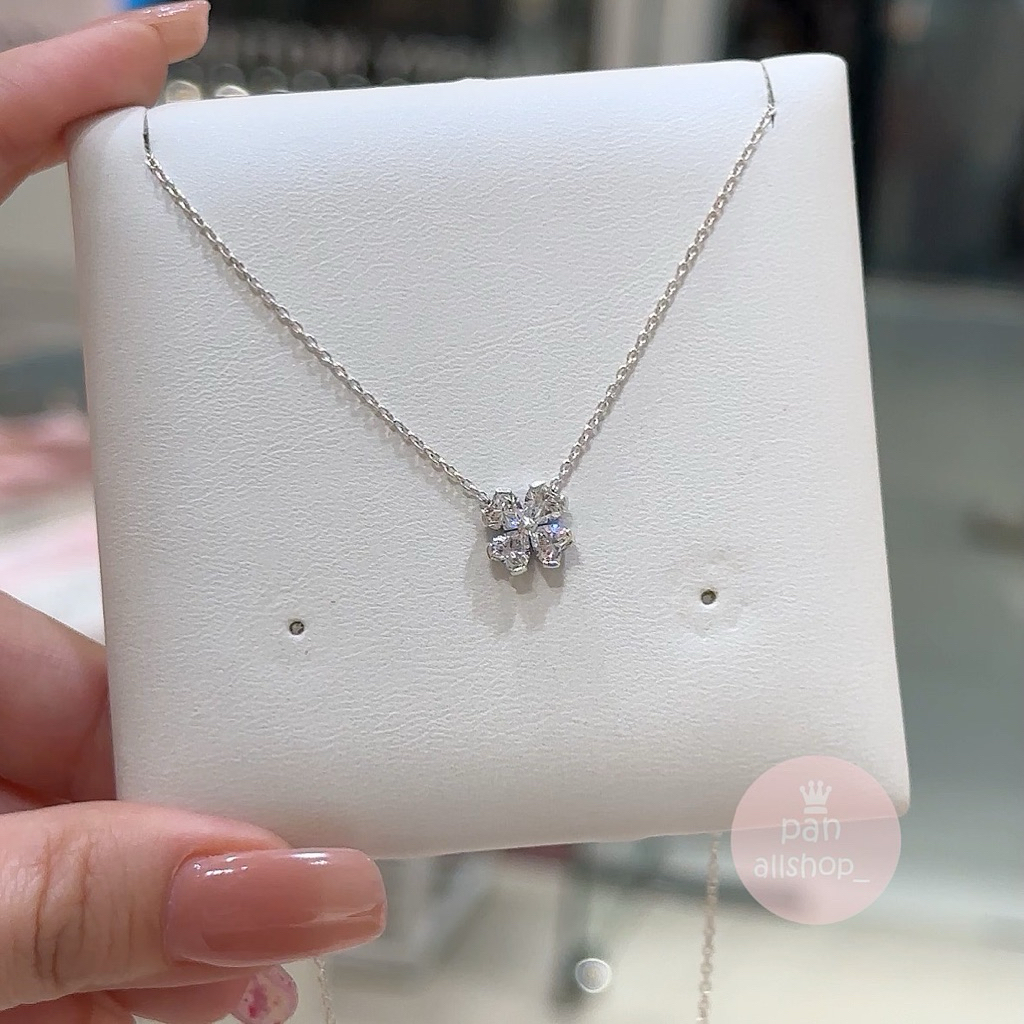 (ของแท้100%) Pandora Sparkling Lucky Clover Pendant Necklace สร้อยคอ ดอกโคลเวอร์