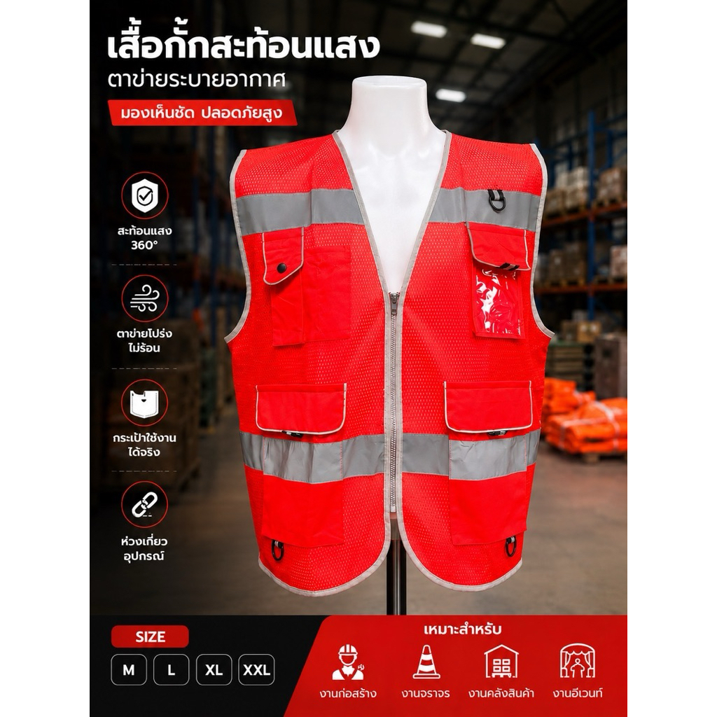 เสื้อกั้ก4กระเป๋า3ห่วงมาใหม่ (ผ้าตะข่าย)