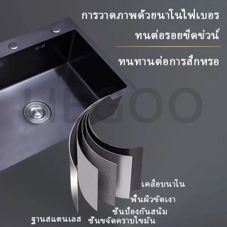 【ถ้าเสียหาย เรารับผิดชอบ】ซิงค์ล้างจาน อัพเกรดหนาขึ้น SUS304 อ่างล้างจาน 1หลุม ไม่ขึ้นสนิม 60×45×22 ซม